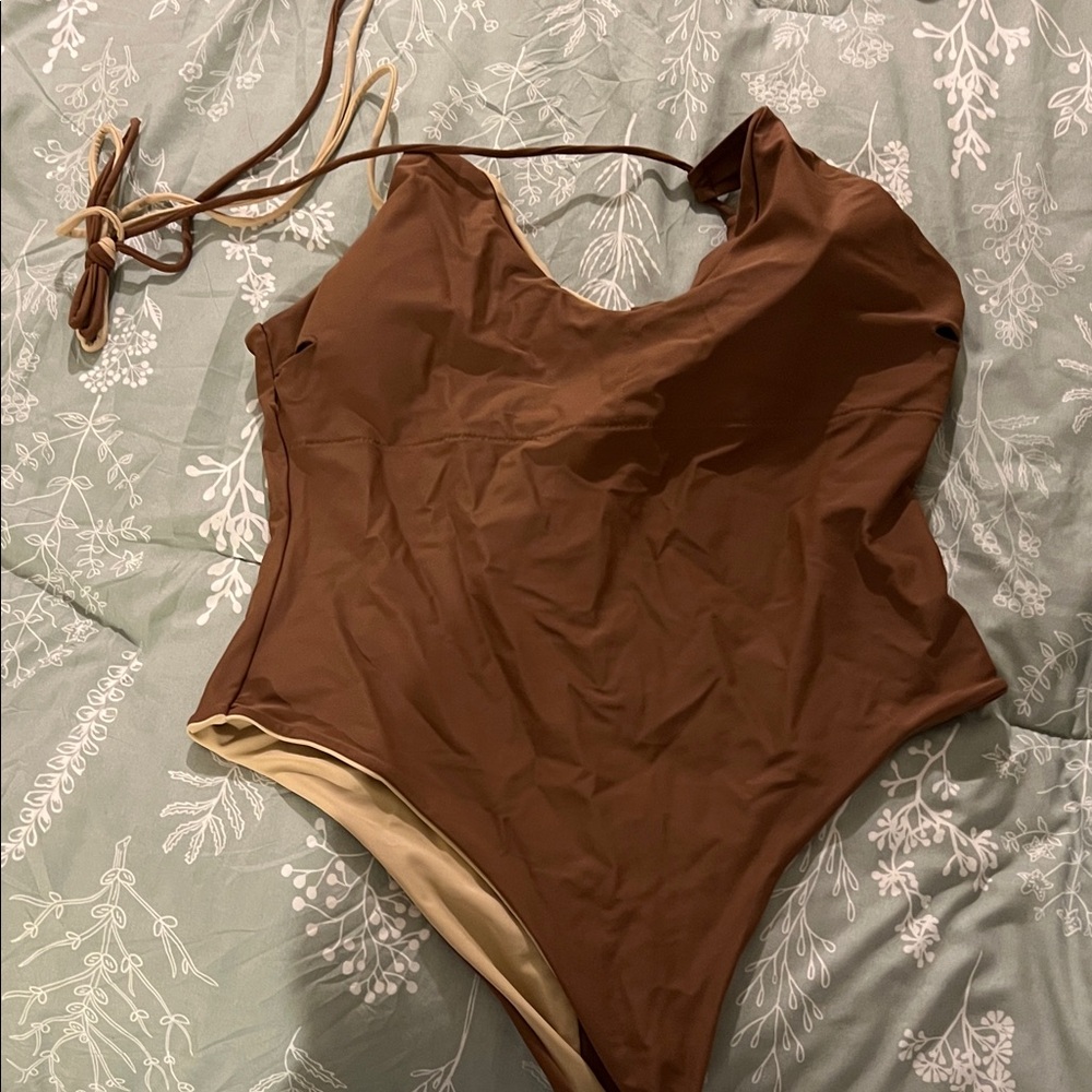 Fashion Nova Brown One Piece Swimsuit